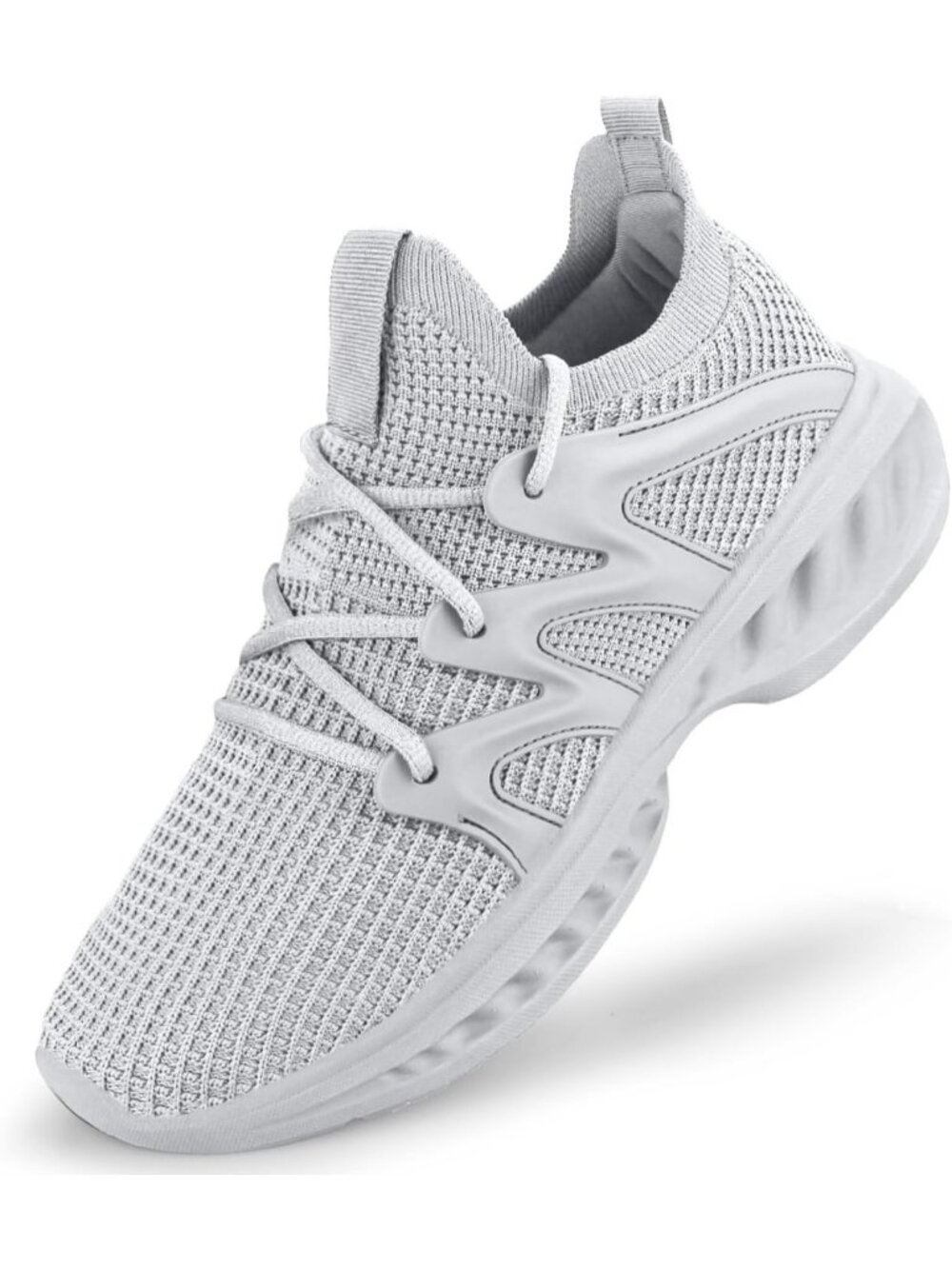 Women's Light Grey Lightweight Non Slip Workout Breathable Mesh Walking Sneaker